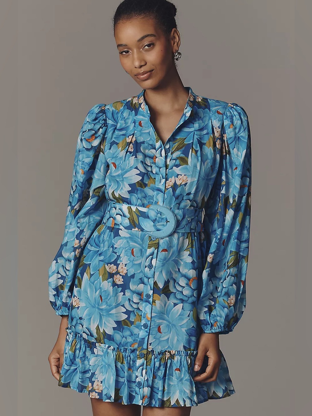 NWT Size M - Farm Rio x Anthropologie Long-Sleeve Mini Swing Dress (NWT US$ 248)